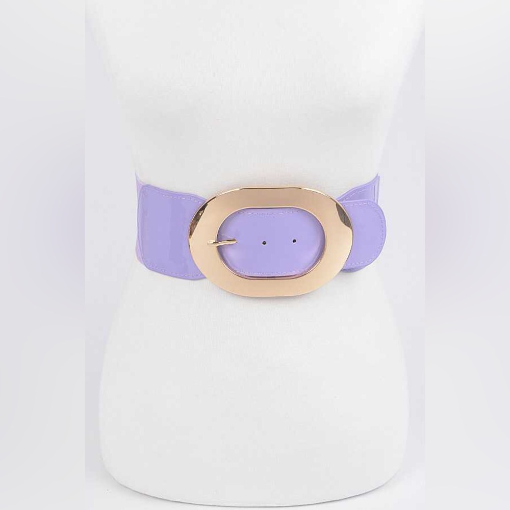 Gold Oval Elastic Waist Corset Statement Belt